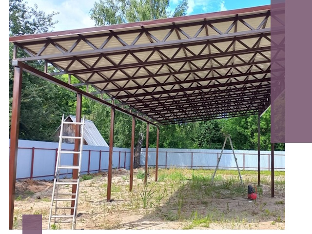 Односкатные навесы под ключ в Реже — изготовление и монтаж