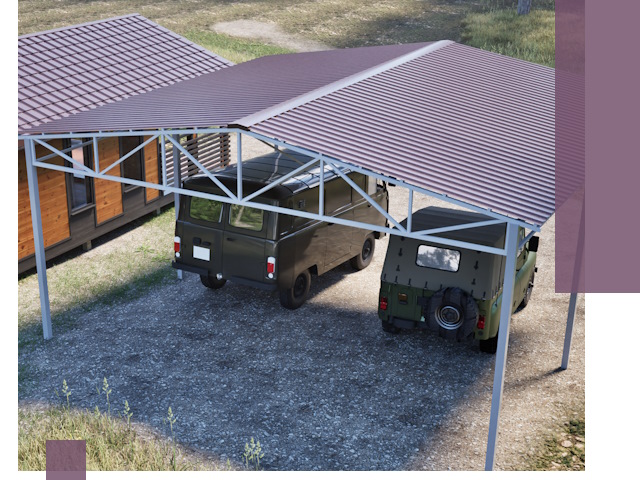 Двускатные навесы под ключ в Реже — изготовление и монтаж